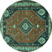 Round Machine Washable Persian Turquoise Traditional Area Rugs, wshtr912turq