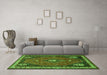 Machine Washable Persian Green Traditional Area Rugs in a Living Room,, wshtr912grn