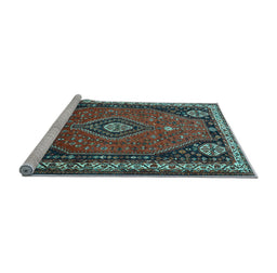 Sideview of Machine Washable Persian Light Blue Traditional Rug, wshtr912lblu