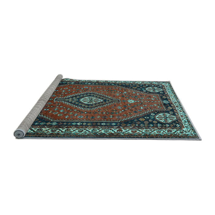 Sideview of Machine Washable Persian Light Blue Traditional Rug, wshtr912lblu