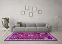 Machine Washable Persian Purple Traditional Rug, wshtr912pur