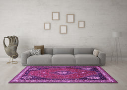 Machine Washable Persian Purple Traditional Area Rugs in a Living Room, wshtr912pur
