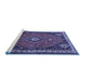 Sideview of Machine Washable Persian Blue Traditional Rug, wshtr912blu