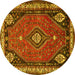 Round Persian Yellow Traditional Rug, tr912yw