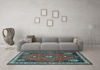 Machine Washable Persian Light Blue Traditional Rug, wshtr912lblu