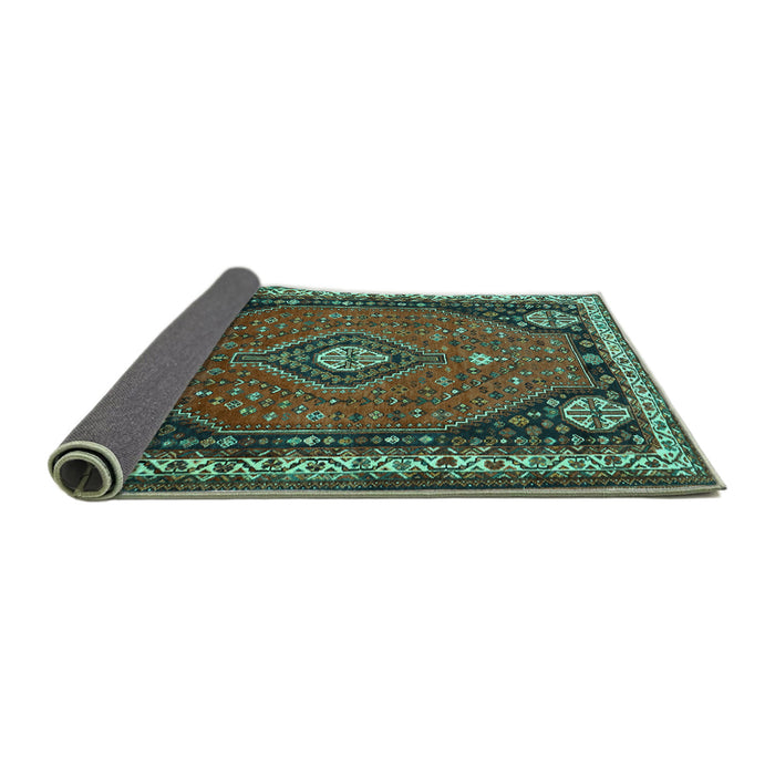 Sideview of Persian Turquoise Traditional Rug, tr912turq