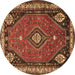 Round Machine Washable Persian Brown Traditional Rug, wshtr912brn