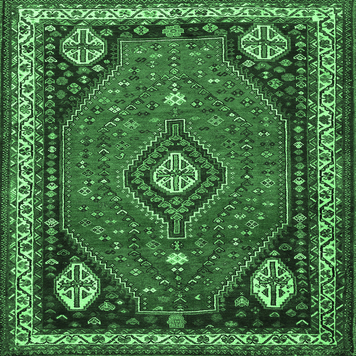 Square Persian Emerald Green Traditional Rug, tr912emgrn