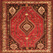 Round Machine Washable Persian Orange Traditional Area Rugs, wshtr912org