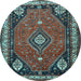 Round Machine Washable Persian Light Blue Traditional Rug, wshtr912lblu