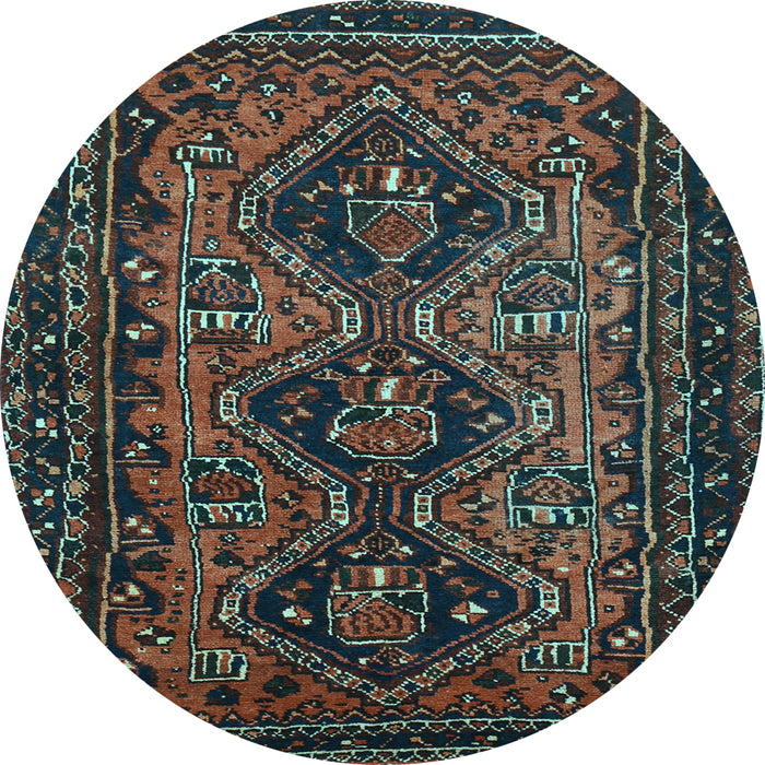 Round Machine Washable Persian Light Blue Traditional Rug, wshtr913lblu