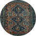 Round Machine Washable Persian Light Blue Traditional Rug, wshtr913lblu