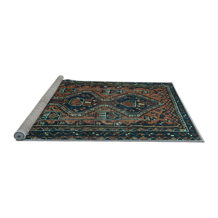 Sideview of Machine Washable Persian Light Blue Traditional Rug, wshtr913lblu