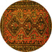 Round Persian Yellow Traditional Rug, tr913yw