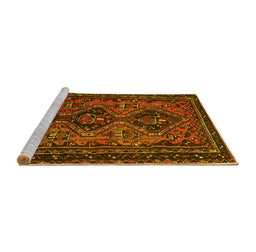 Sideview of Machine Washable Persian Yellow Traditional Rug, wshtr913yw