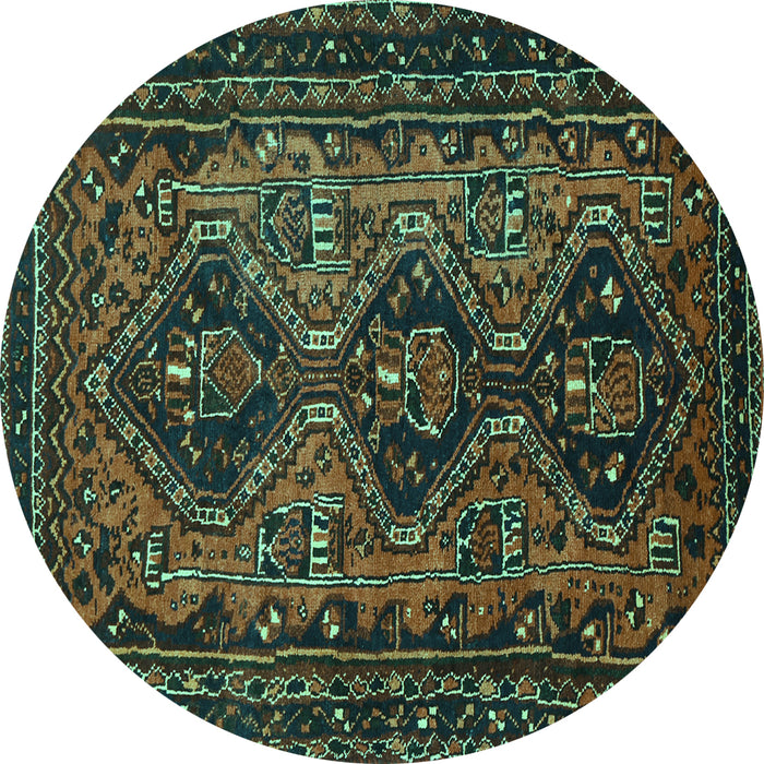 Round Persian Turquoise Traditional Rug, tr913turq