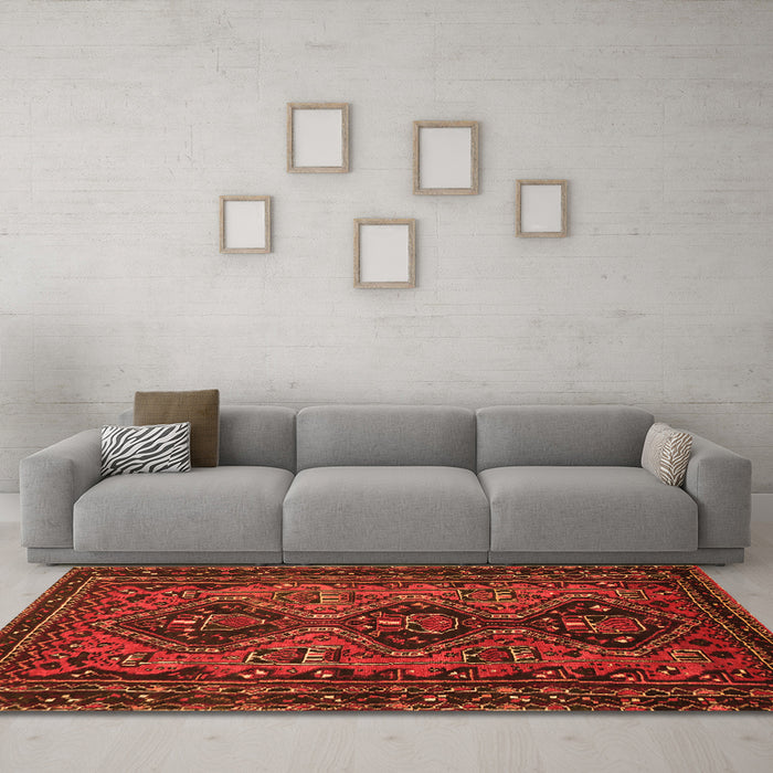 Machine Washable Persian Orange Traditional Area Rugs in a Living Room, wshtr913org