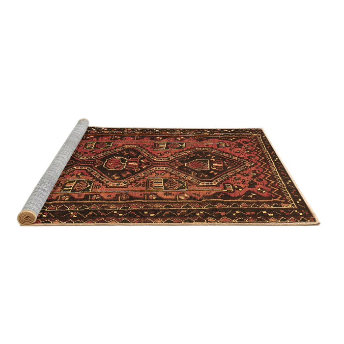 Sideview of Machine Washable Persian Brown Traditional Rug, wshtr913brn