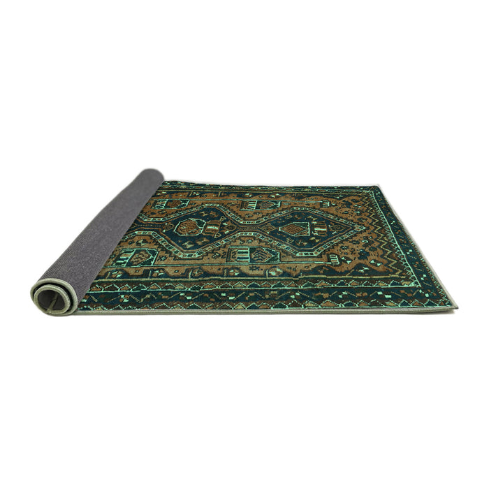 Sideview of Persian Turquoise Traditional Rug, tr913turq