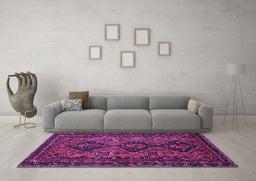 Machine Washable Persian Purple Traditional Area Rugs in a Living Room, wshtr913pur