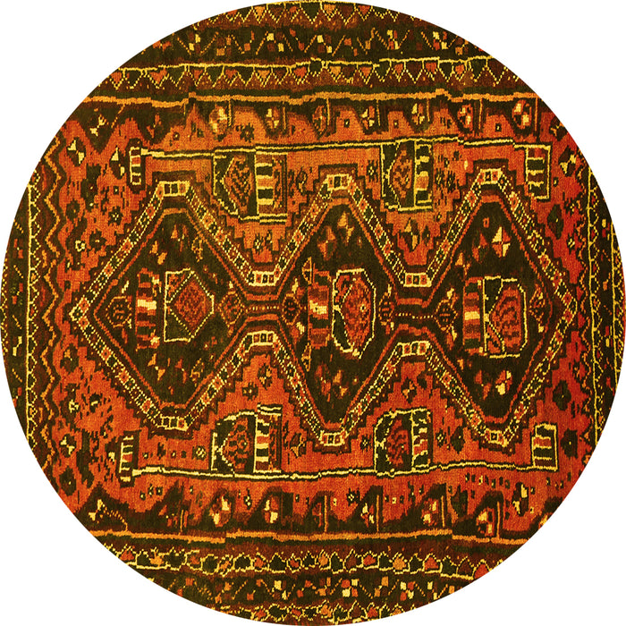 Round Machine Washable Persian Yellow Traditional Rug, wshtr913yw