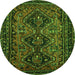 Square Persian Green Traditional Rug, tr913grn