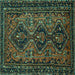 Square Machine Washable Persian Turquoise Traditional Area Rugs, wshtr913turq