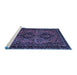 Sideview of Machine Washable Persian Blue Traditional Rug, wshtr913blu