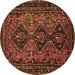 Round Machine Washable Persian Brown Traditional Rug, wshtr913brn