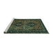 Sideview of Machine Washable Persian Turquoise Traditional Area Rugs, wshtr913turq