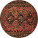Round Persian Brown Traditional Rug, tr913brn