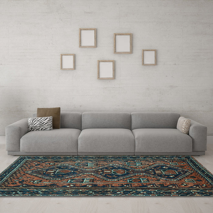 Machine Washable Persian Light Blue Traditional Rug in a Living Room, wshtr913lblu