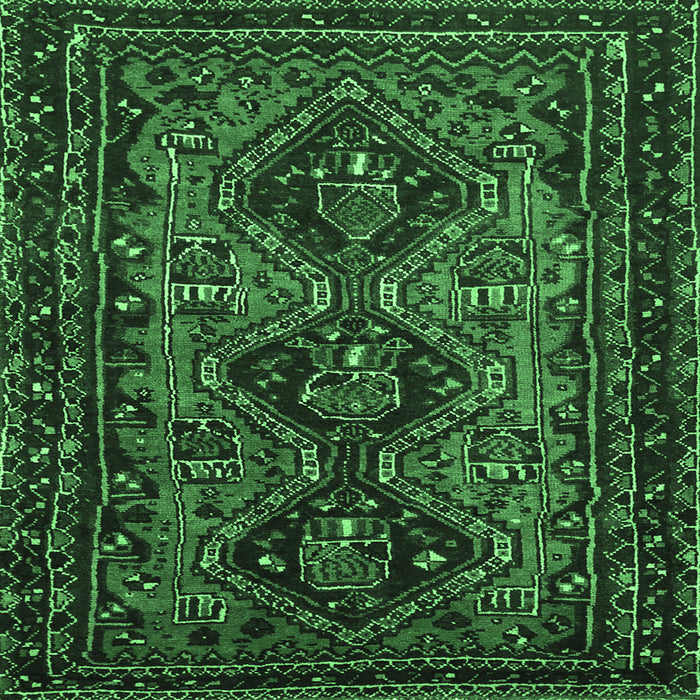 Square Machine Washable Persian Emerald Green Traditional Area Rugs, wshtr913emgrn