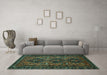 Machine Washable Persian Turquoise Traditional Area Rugs in a Living Room,, wshtr913turq