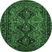 Round Persian Emerald Green Traditional Rug, tr913emgrn