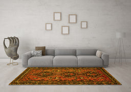 Machine Washable Persian Yellow Traditional Rug in a Living Room, wshtr913yw