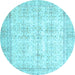 Round Persian Light Blue Traditional Rug, tr914lblu