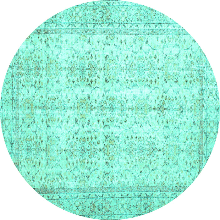 Round Persian Turquoise Traditional Rug, tr914turq