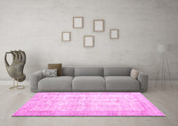 Machine Washable Persian Pink Traditional Rug, wshtr914pnk