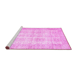 Sideview of Machine Washable Persian Pink Traditional Rug, wshtr914pnk