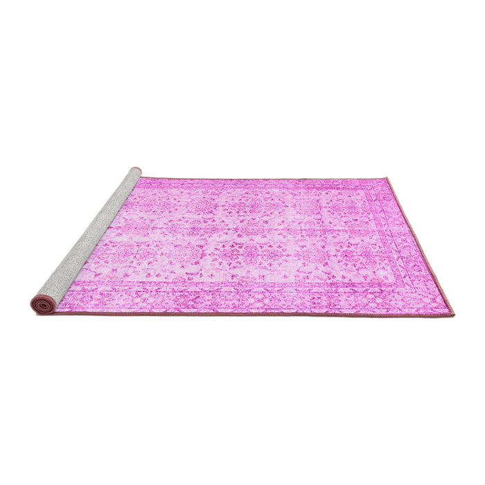 Sideview of Machine Washable Persian Pink Traditional Rug, wshtr914pnk