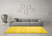 Machine Washable Persian Yellow Traditional Rug in a Living Room, wshtr914yw