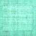 Square Machine Washable Persian Turquoise Traditional Area Rugs, wshtr914turq