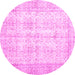 Round Machine Washable Persian Pink Traditional Rug, wshtr914pnk