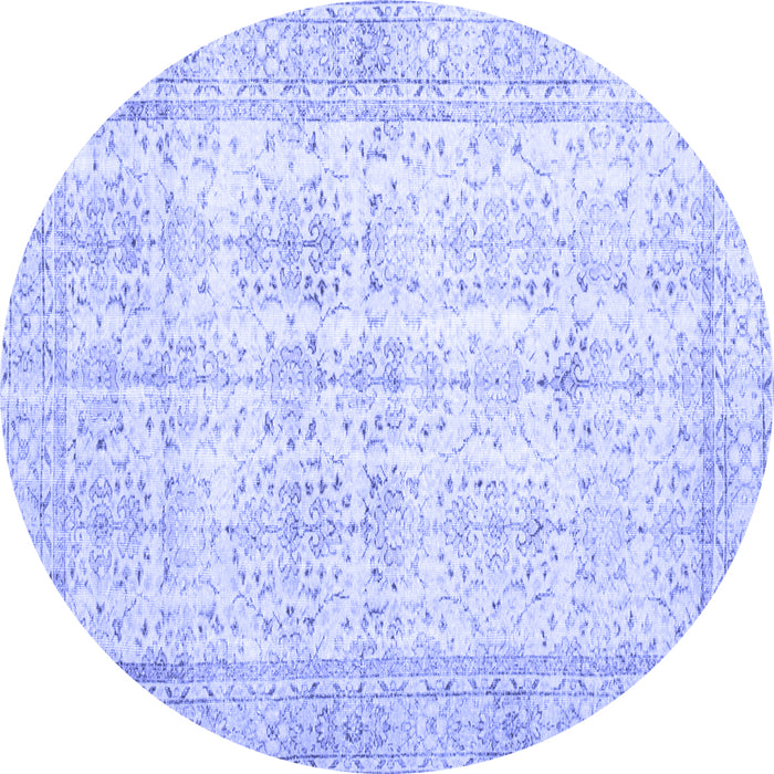 Round Machine Washable Persian Blue Traditional Rug, wshtr914blu