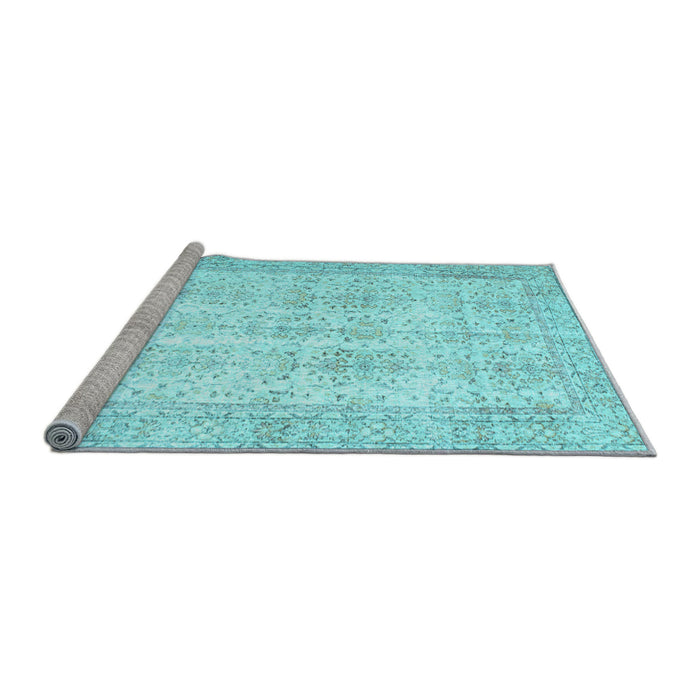 Sideview of Machine Washable Persian Light Blue Traditional Rug, wshtr914lblu