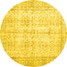 Round Machine Washable Persian Yellow Traditional Rug, wshtr914yw