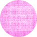 Round Persian Pink Traditional Rug, tr914pnk