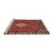 Sideview of Machine Washable Traditional Dark Gold Brown Rug, wshtr915