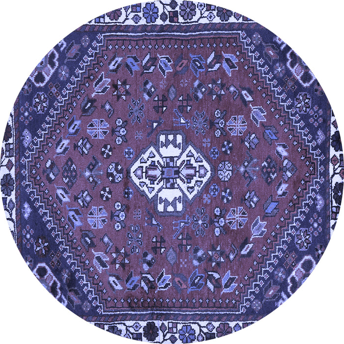 Round Machine Washable Persian Blue Traditional Rug, wshtr915blu
